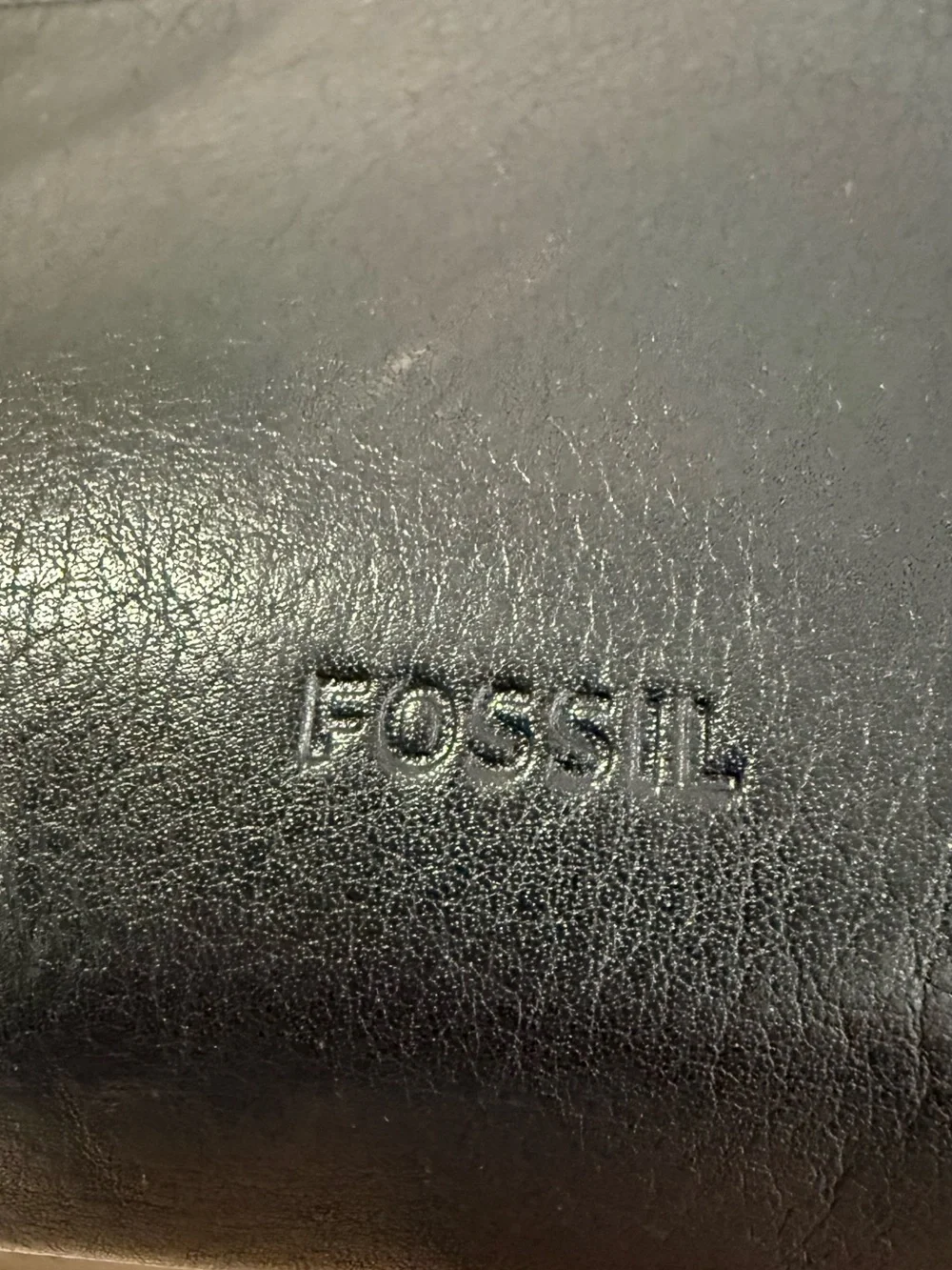 Fossil Black Leather Crossbody Bag with Key Charm